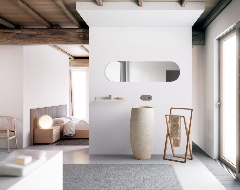 Pedestal washbasins are modernized: The stylistic renewal of pedestal washbasins.