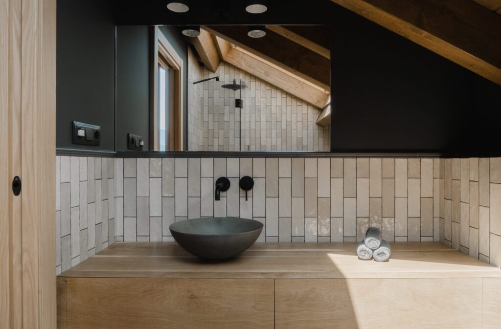 Half-height tiled bathrooms